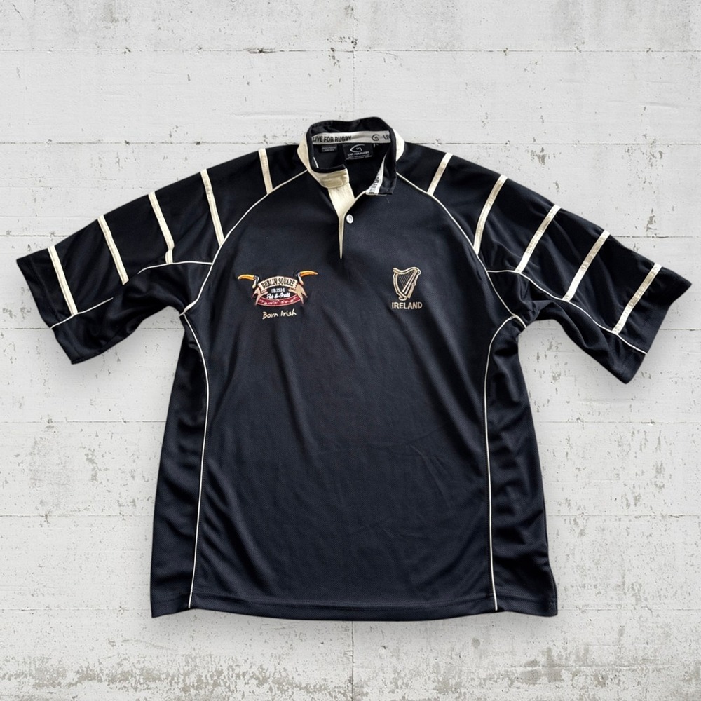 Live For Rugby Black Jersey Ireland & Dublin Square Pub Embroidered Sz L